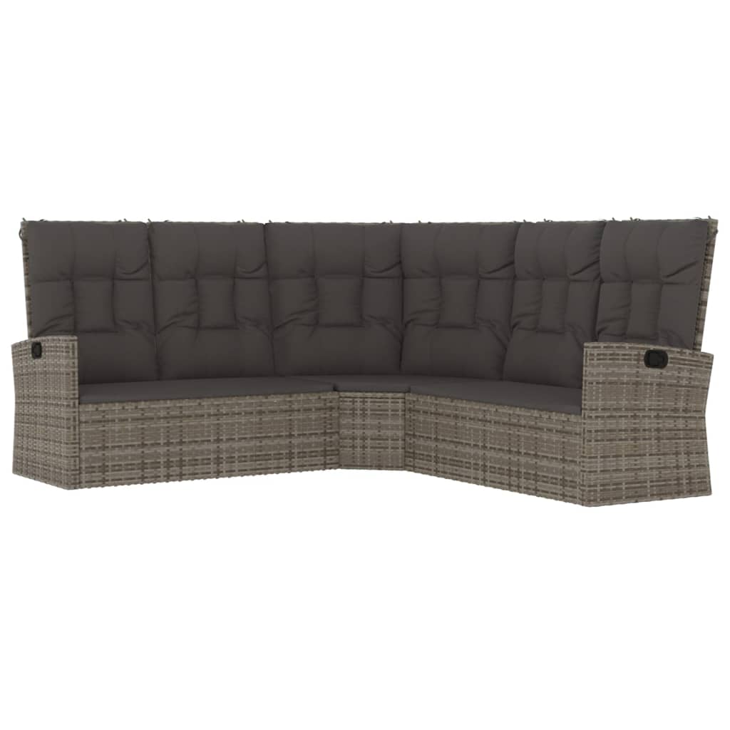 loungesæt til haven 2 dele med hynder polyrattan grå