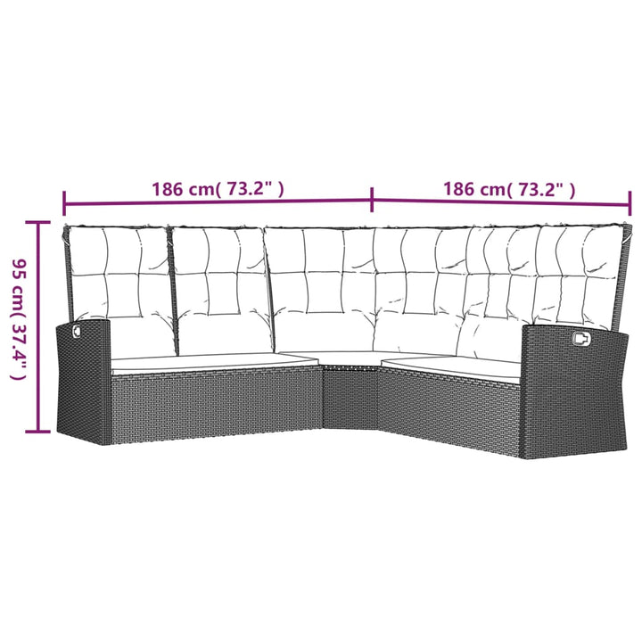 loungesæt til haven 2 dele med hynder polyrattan grå