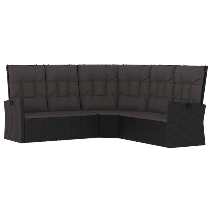loungesæt til haven 3 dele med hynder polyrattan sort