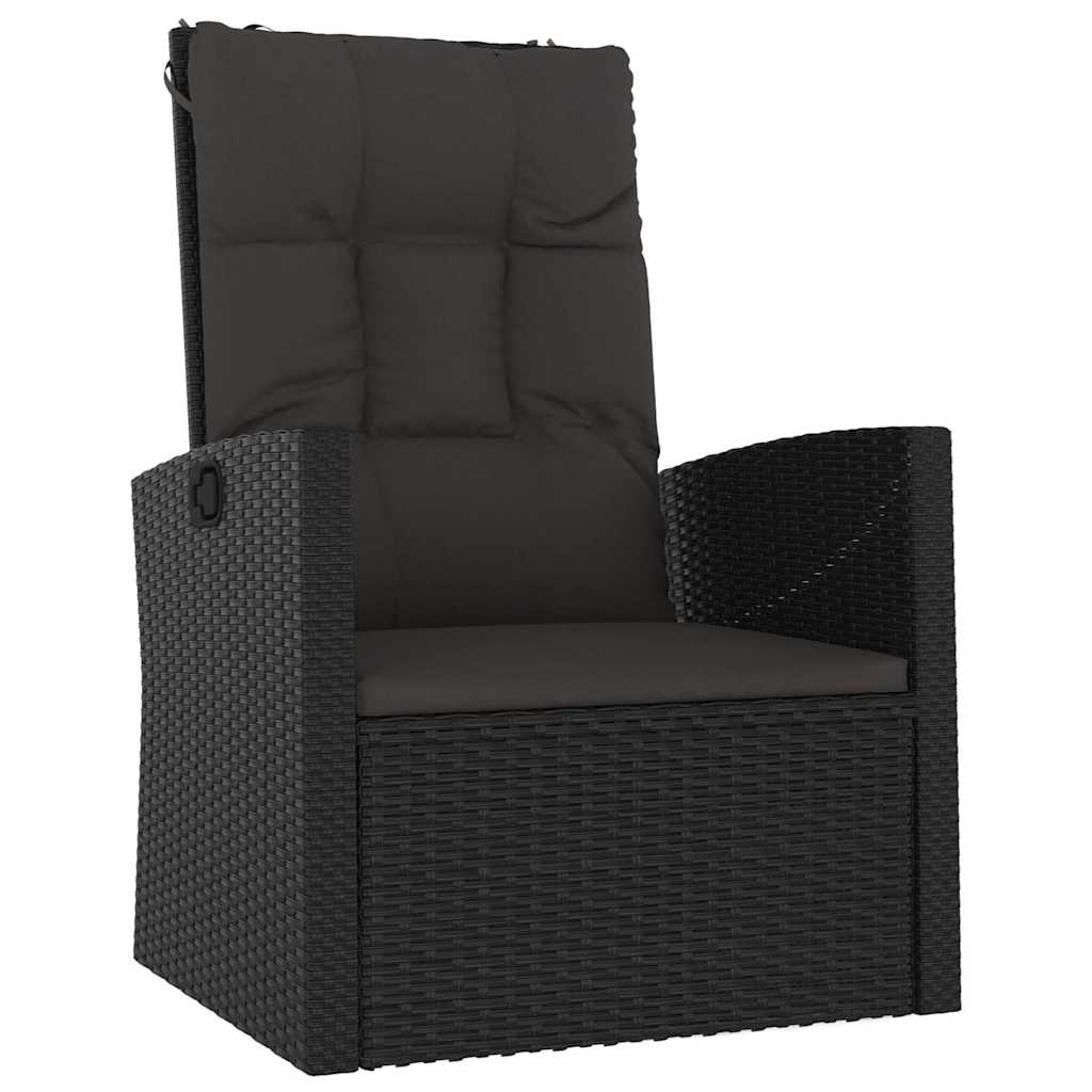 loungesæt til haven 3 dele med hynder polyrattan sort