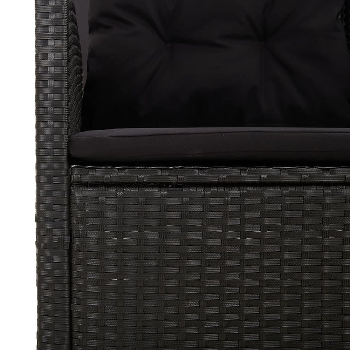 loungesæt til haven 3 dele med hynder polyrattan sort