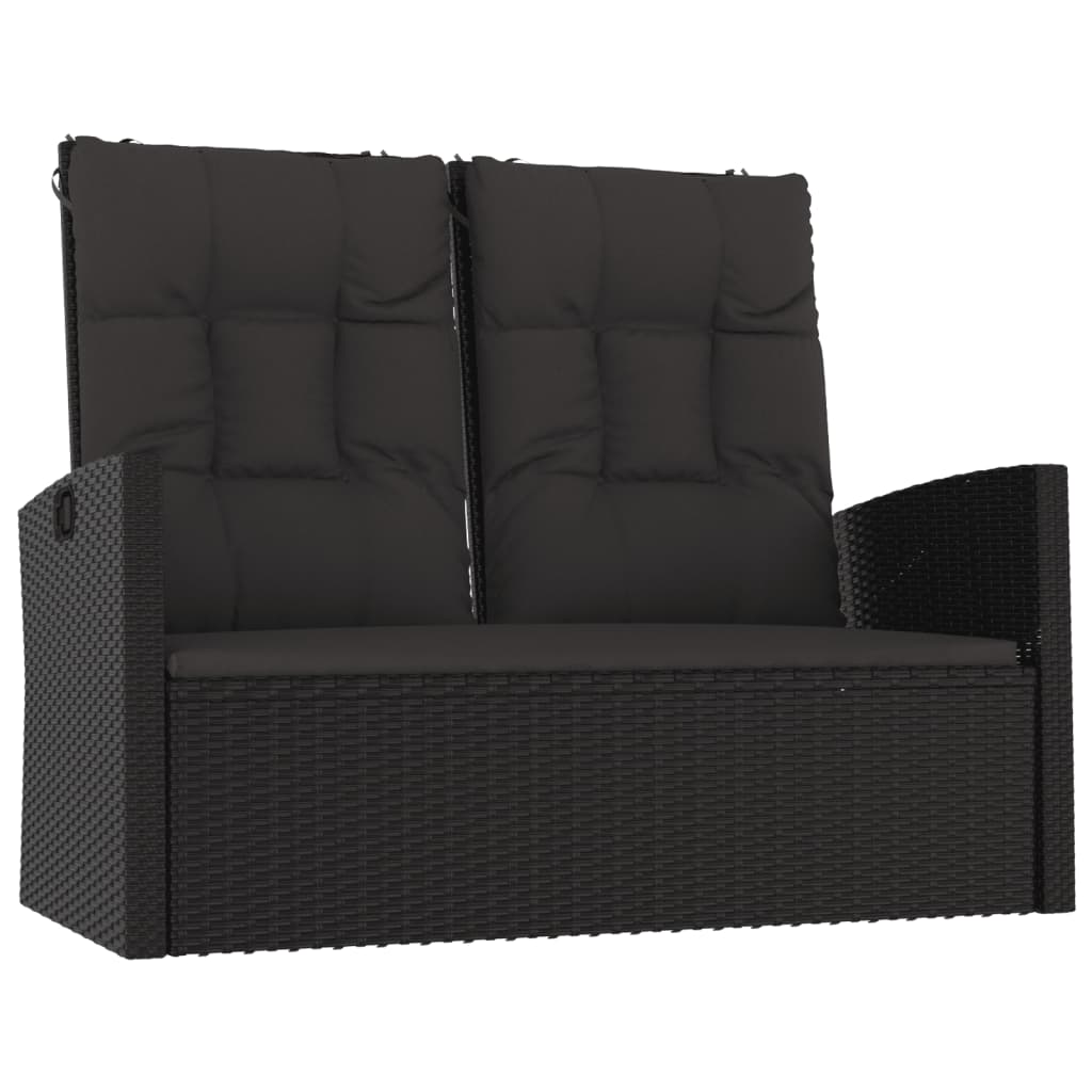 loungesæt til haven 4 dele med hynder polyrattan sort