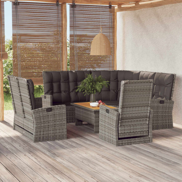 loungesæt til haven 4 dele med hynder polyrattan grå