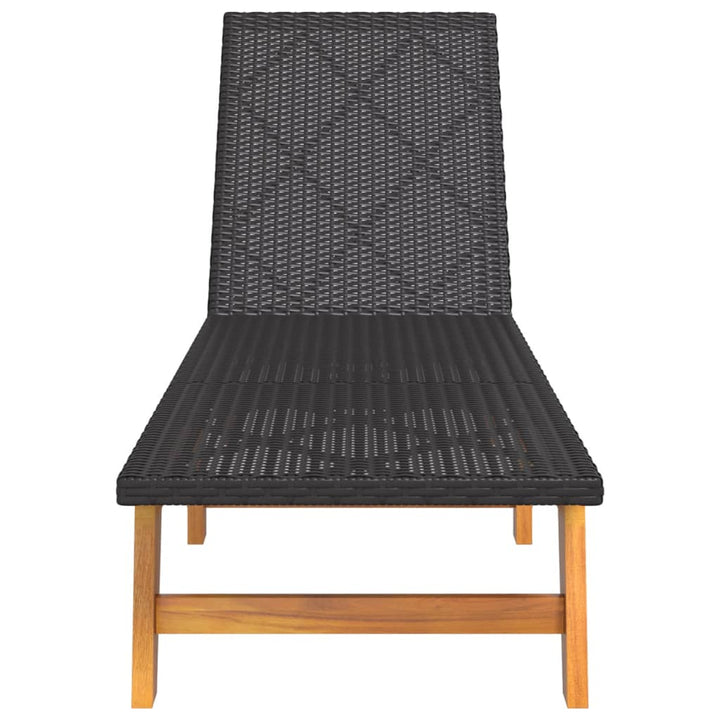 liggestol polyrattan og massivt akacietræ sort og brun