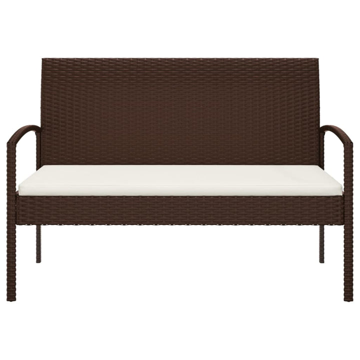 havebænk med hynde 105 cm polyrattan brun