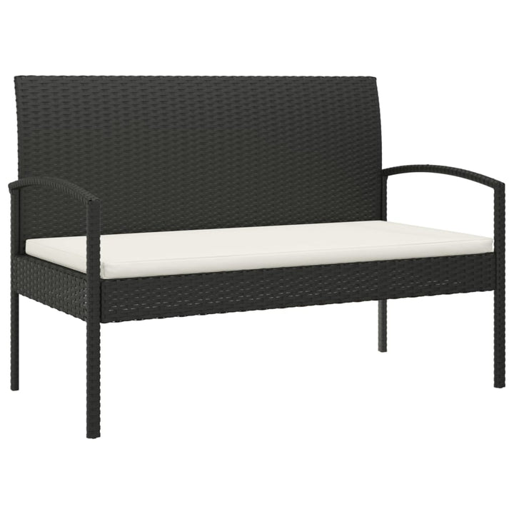 havebænk med hynde 105 cm polyrattan sort