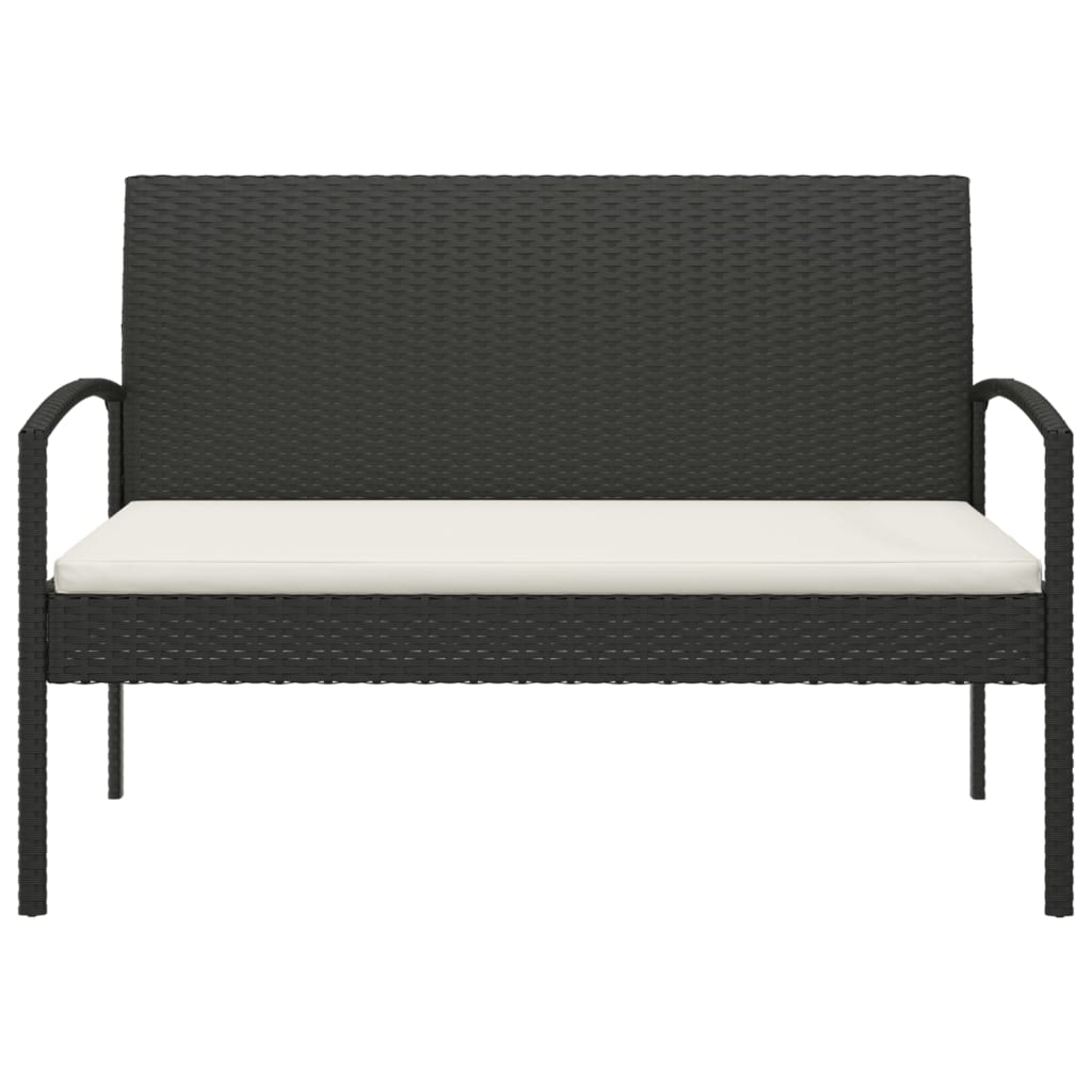 havebænk med hynde 105 cm polyrattan sort