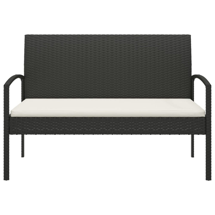 havebænk med hynde 105 cm polyrattan sort