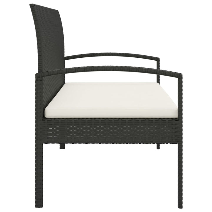 havebænk med hynde 105 cm polyrattan sort
