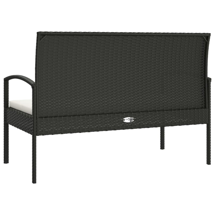 havebænk med hynde 105 cm polyrattan sort