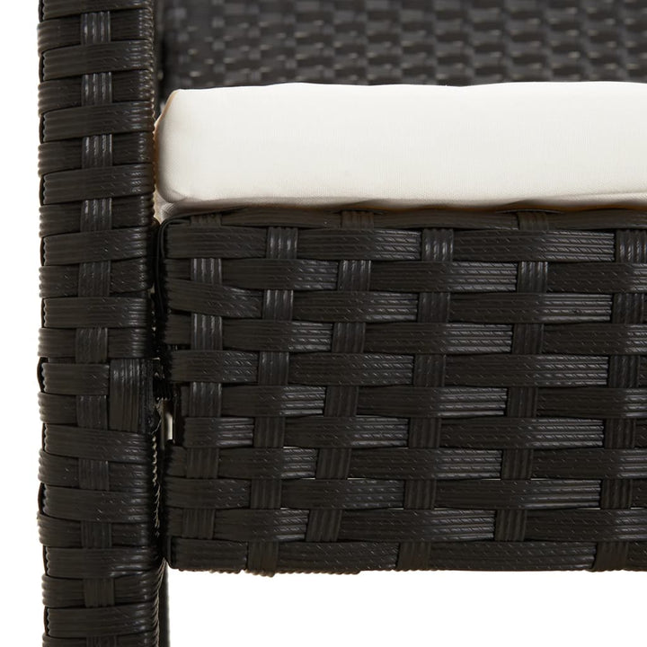 havebænk med hynde 105 cm polyrattan sort