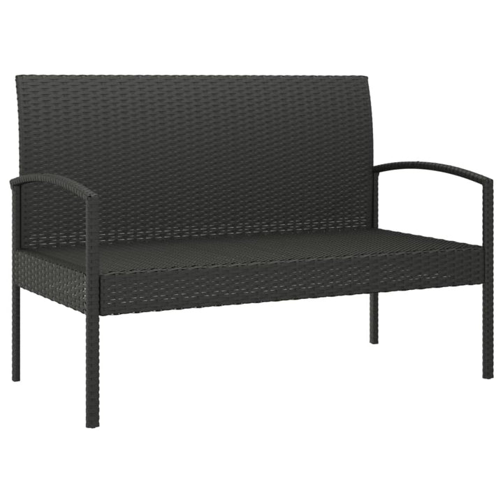 havebænk med hynde 105 cm polyrattan sort