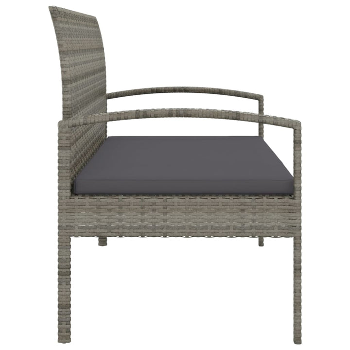 havebænk med hynde 105 cm polyrattan grå