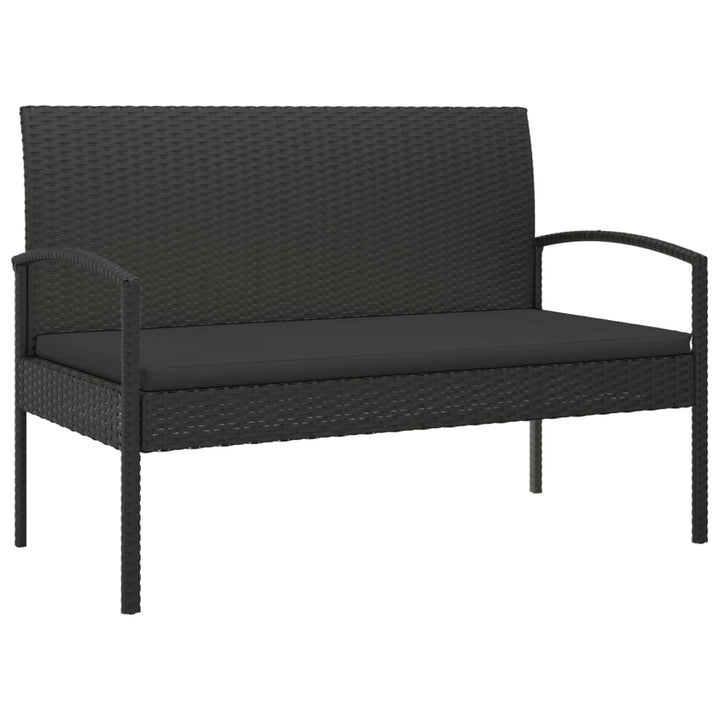 havebænk med hynde 105 cm polyrattan sort