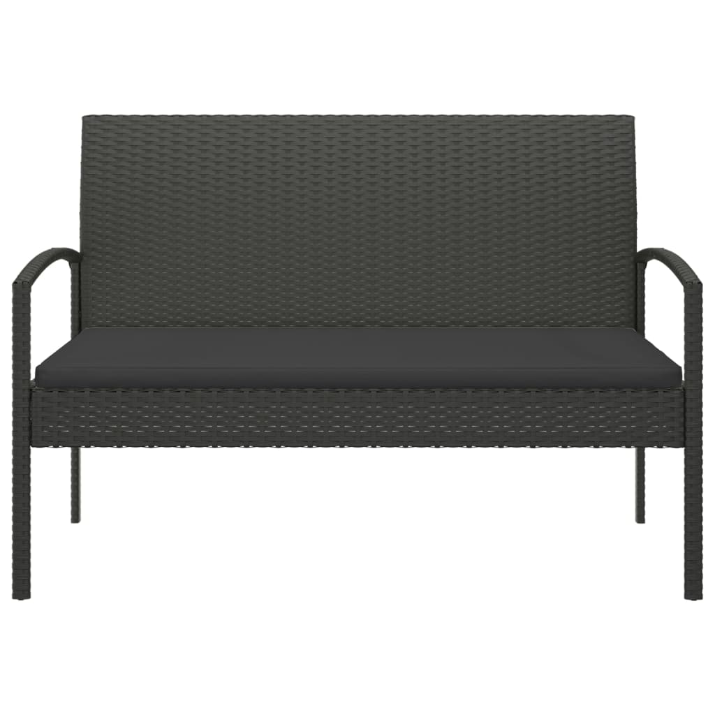 havebænk med hynde 105 cm polyrattan sort