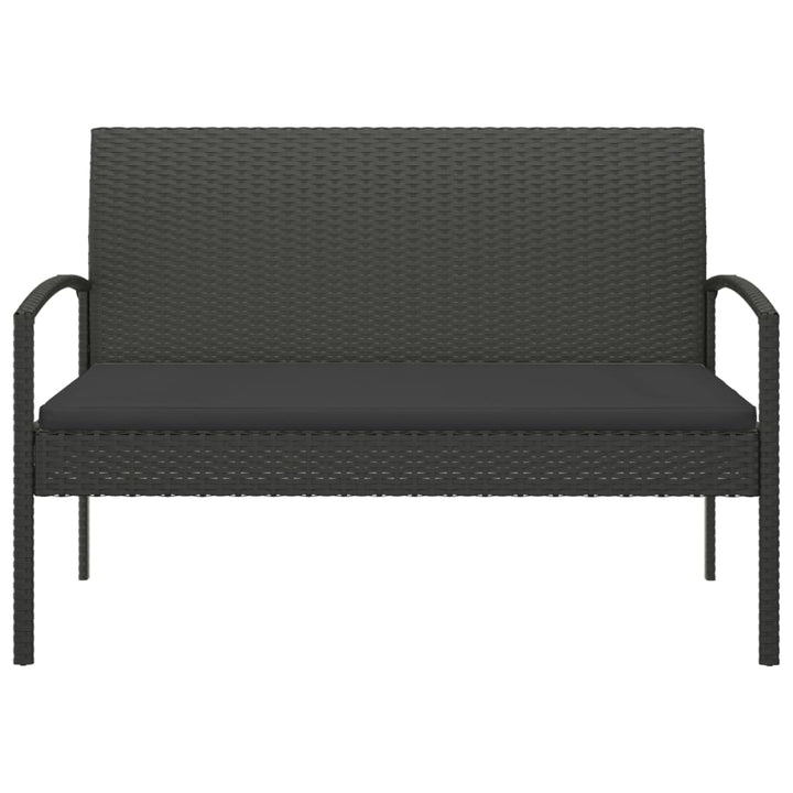 havebænk med hynde 105 cm polyrattan sort