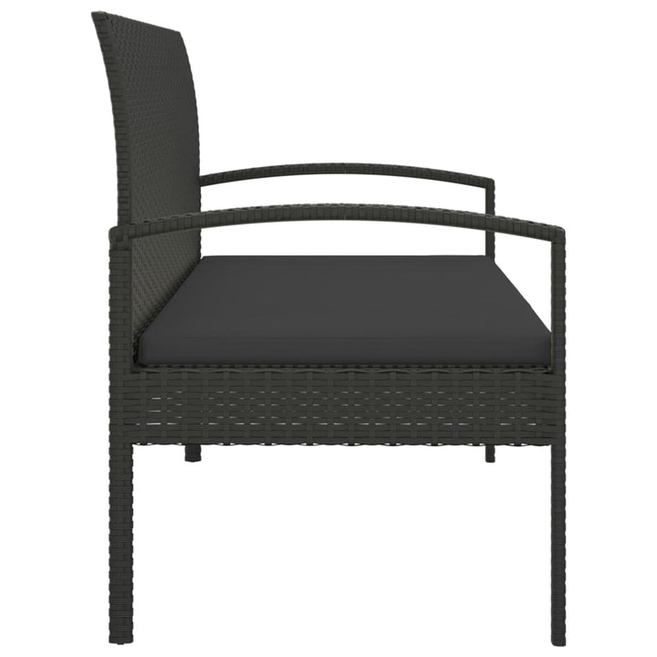 havebænk med hynde 105 cm polyrattan sort