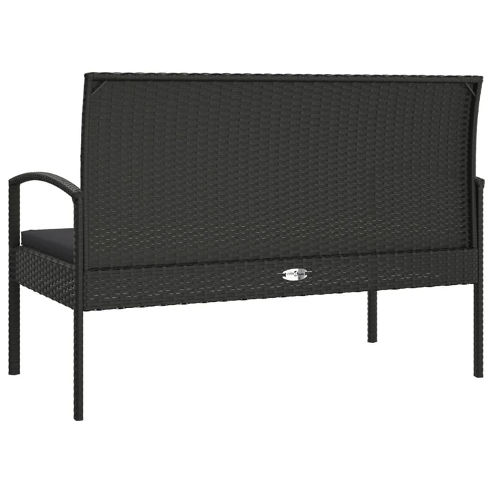 havebænk med hynde 105 cm polyrattan sort