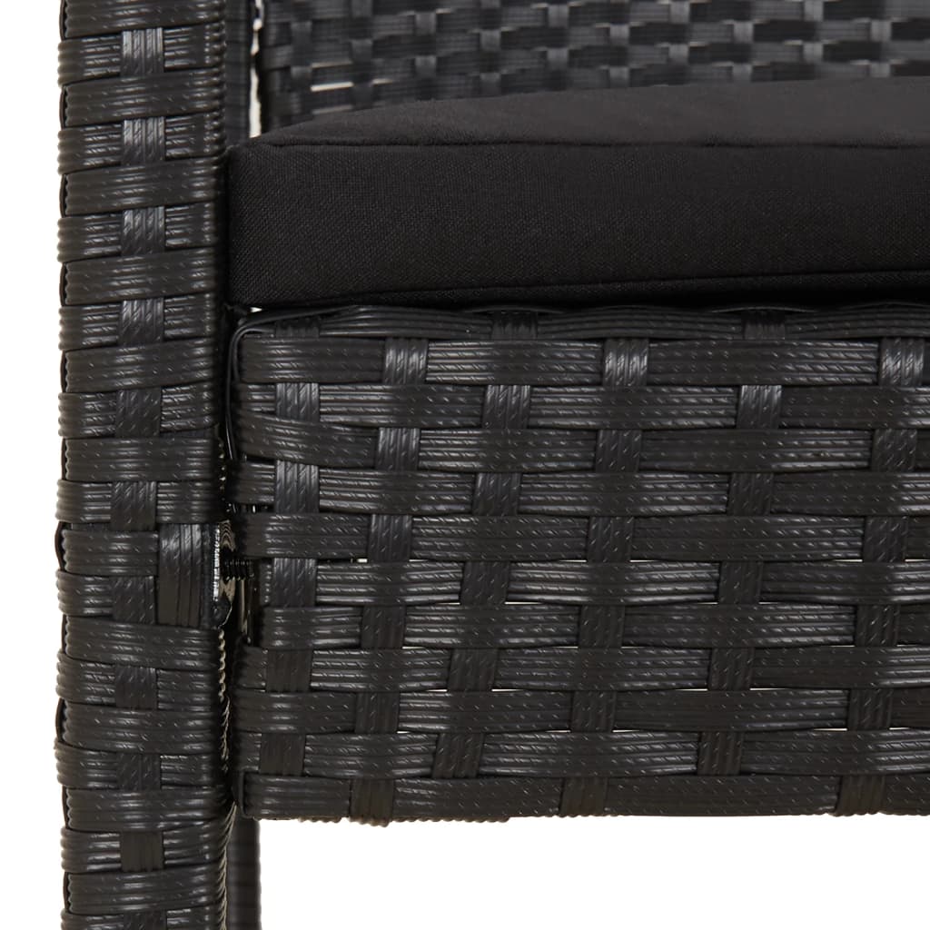 havebænk med hynde 105 cm polyrattan sort