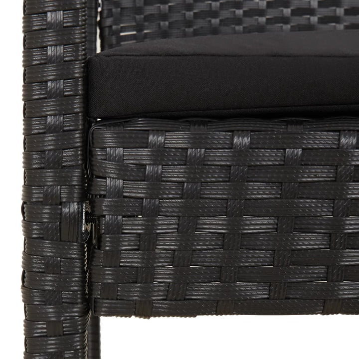 havebænk med hynde 105 cm polyrattan sort