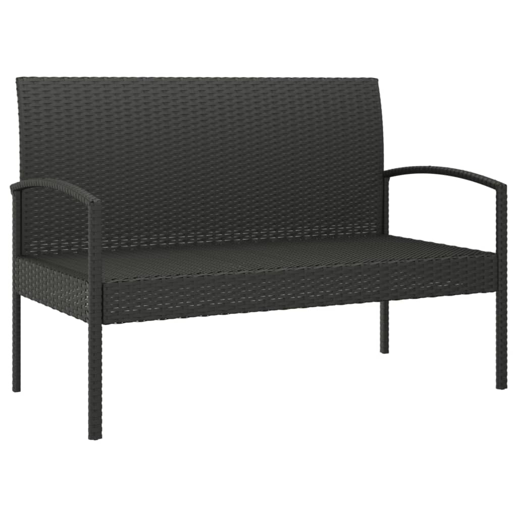 havebænk med hynde 105 cm polyrattan sort