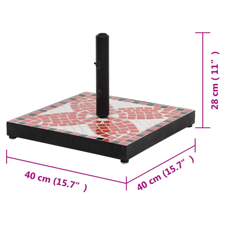parasolfod 12 kg firkantet terrakotta og hvid