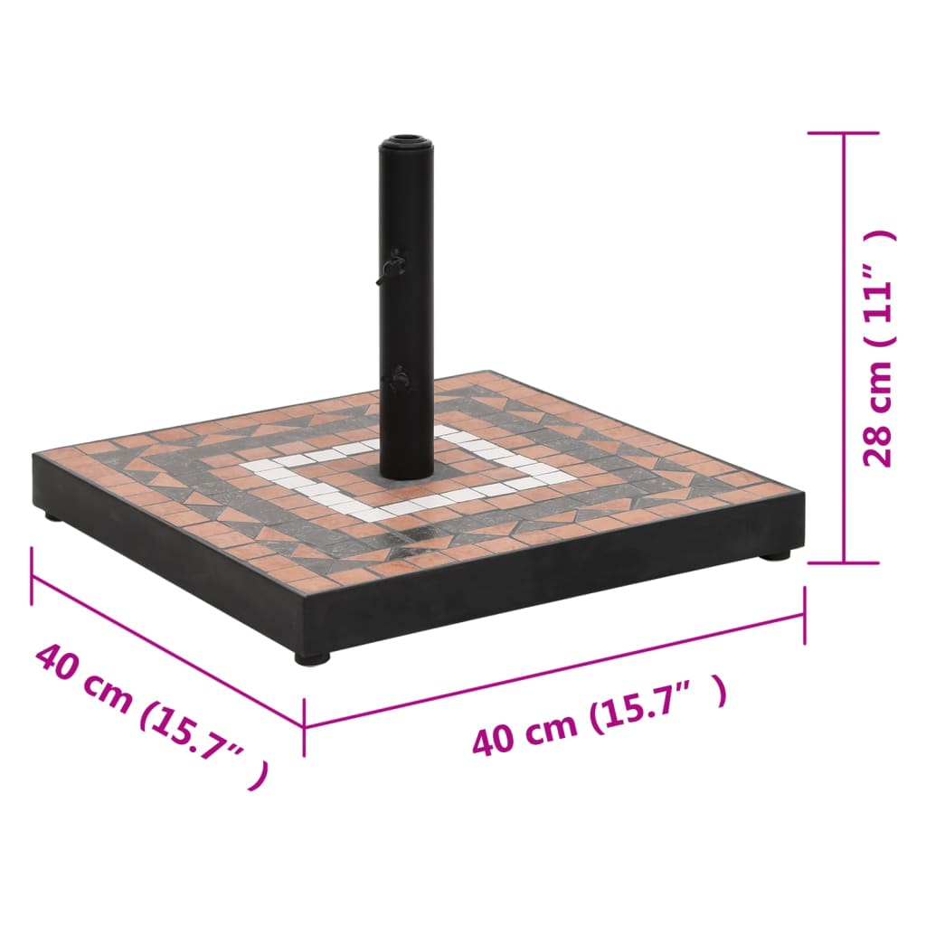 parasolfod 12 kg firkantet terrakotta og hvid