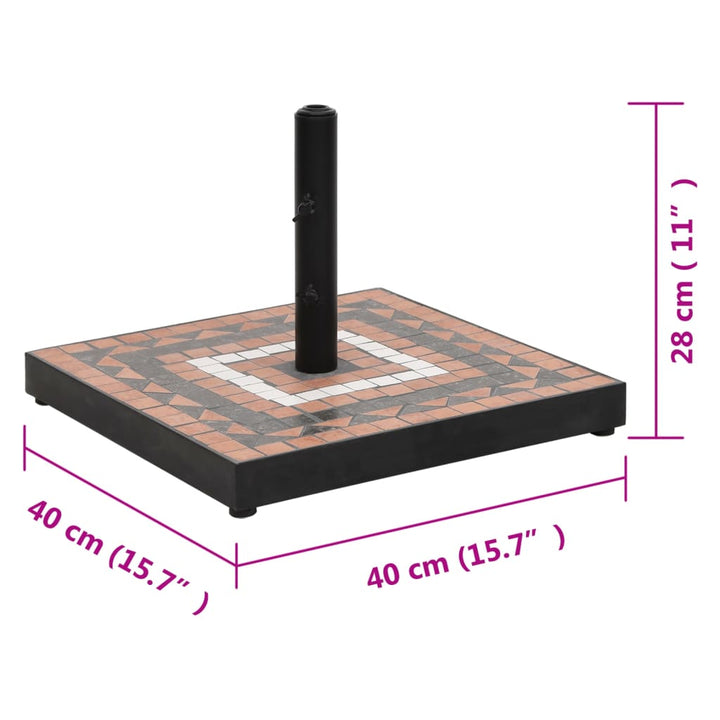 parasolfod 12 kg firkantet terrakotta og hvid
