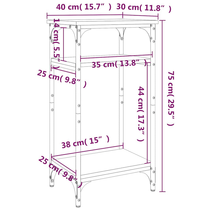 sidebord 40x30x75 cm konstrueret træ sort