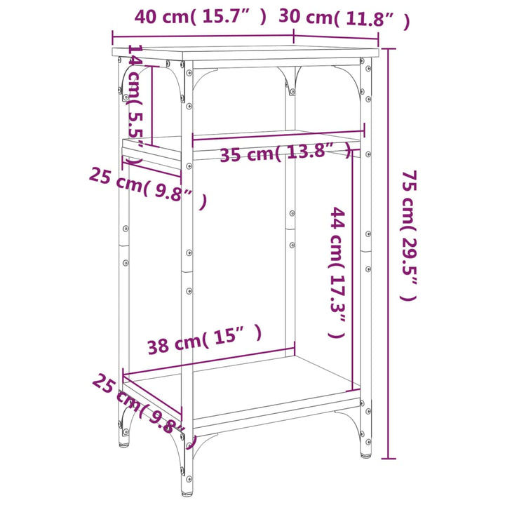 sidebord 40x30x75 cm konstrueret træ røget egetræsfarve