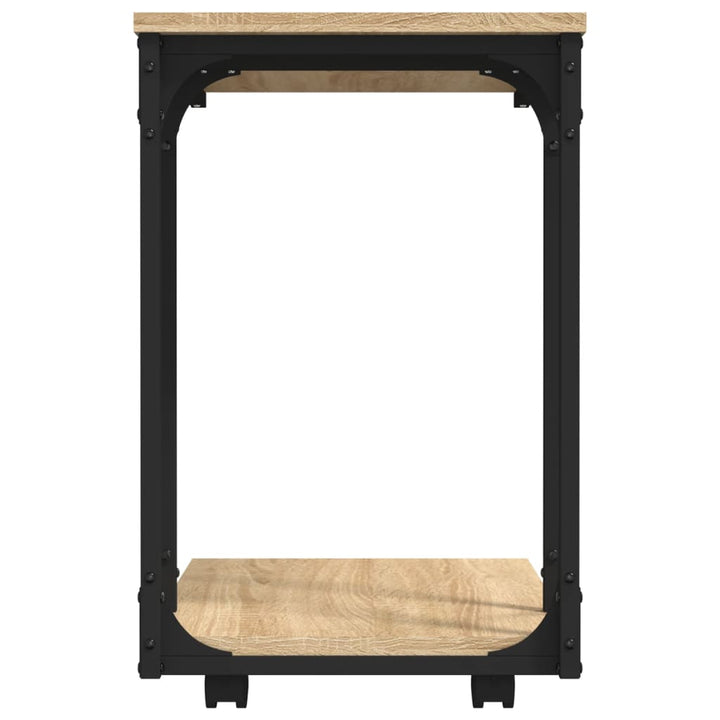 sidebord med hjul 50x35x55,5 cm konstrueret træ sonoma-eg