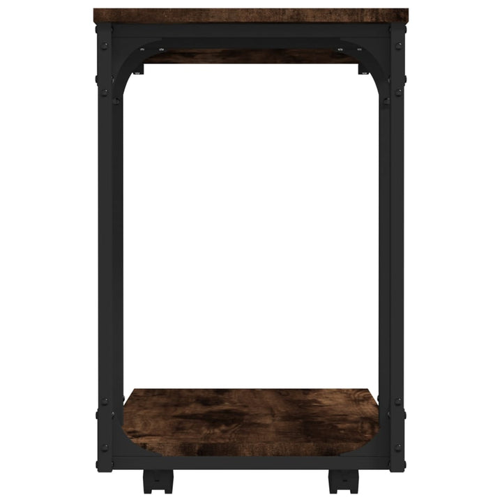 sidebord med hjul 50x35x55,5 cm konstrueret træ røget egetræ