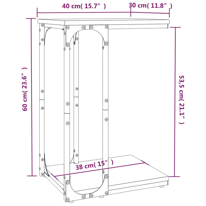 sidebord 40x30x60 cm konstrueret træ sort