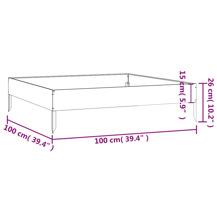 højbed 100x100x26 cm cortenstål