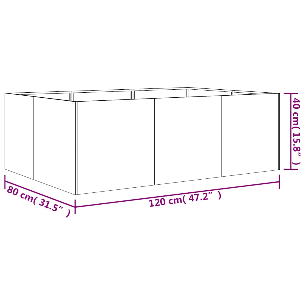 højbed 120x80x40 cm cortenstål