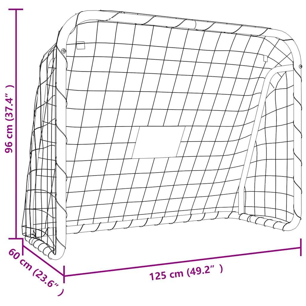 fodboldmål med net 125x96x60 cm stål og polyester hvid