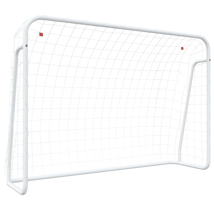 fodboldmål med net 214x75x152 cm stål og polyester hvid