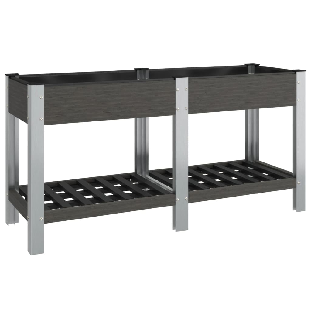 højbed med hylde 150x50x75 cm WPC grå