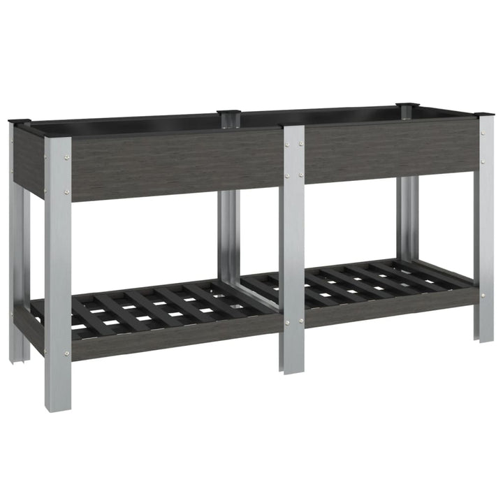 højbed med hylde 150x50x75 cm WPC grå