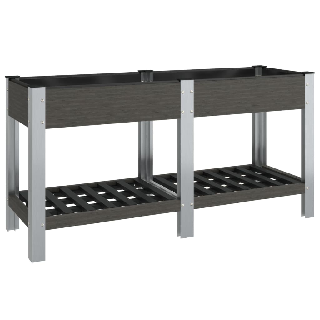 højbed med hylde 175x50x75 cm WPC grå