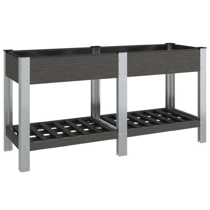 højbed med hylde 175x50x75 cm WPC grå