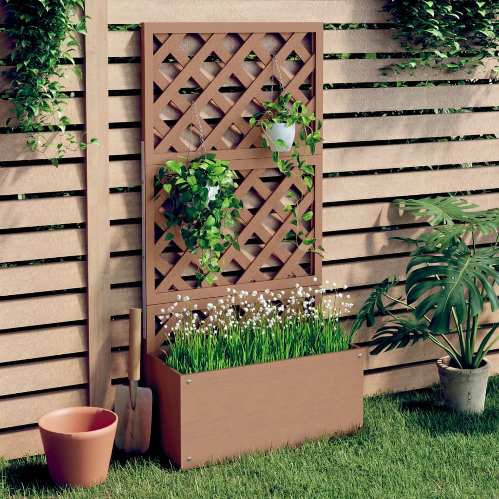 espalier med plantekasse 65x33x135 cm WPC brun
