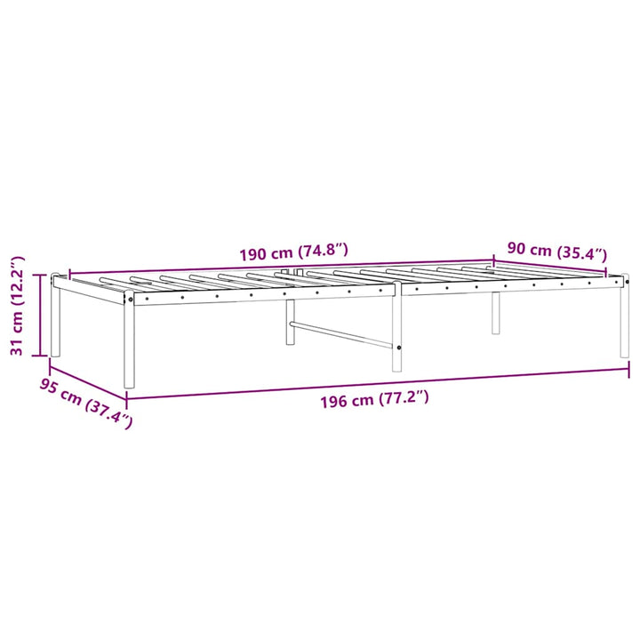 sengeramme 90x190 cm metal sort