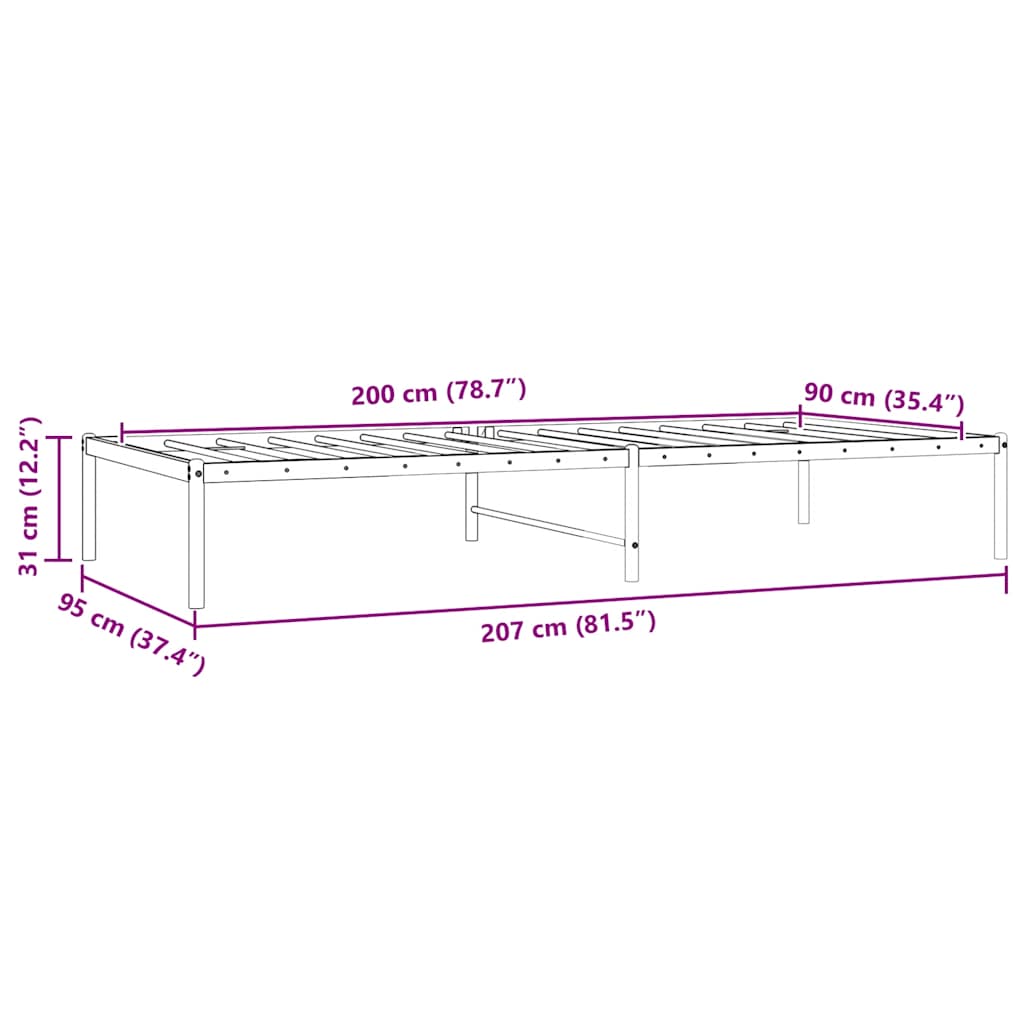 sengeramme 90x200 cm metal sort
