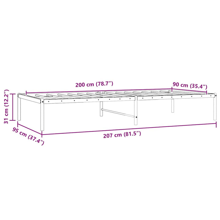 sengeramme 90x200 cm metal sort