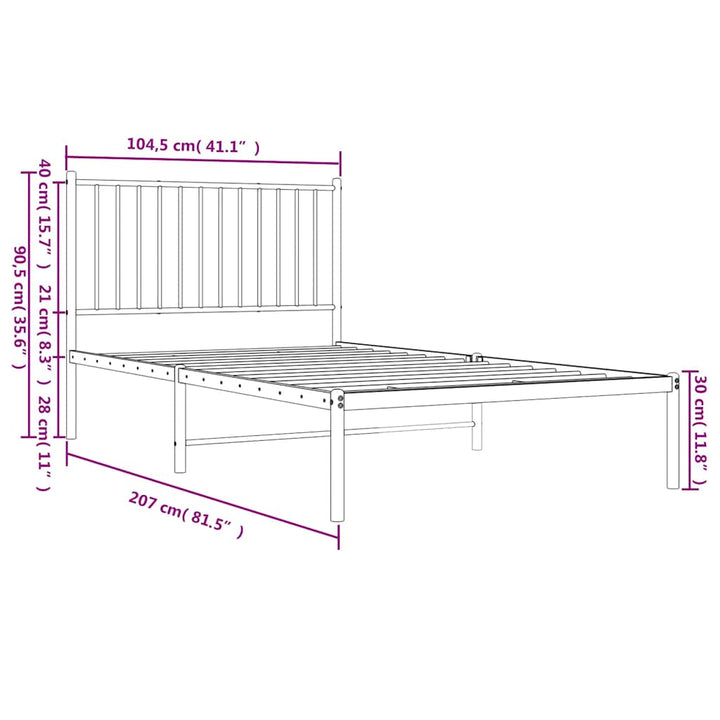 sengeramme med sengegavl 100x200 cm metal sort