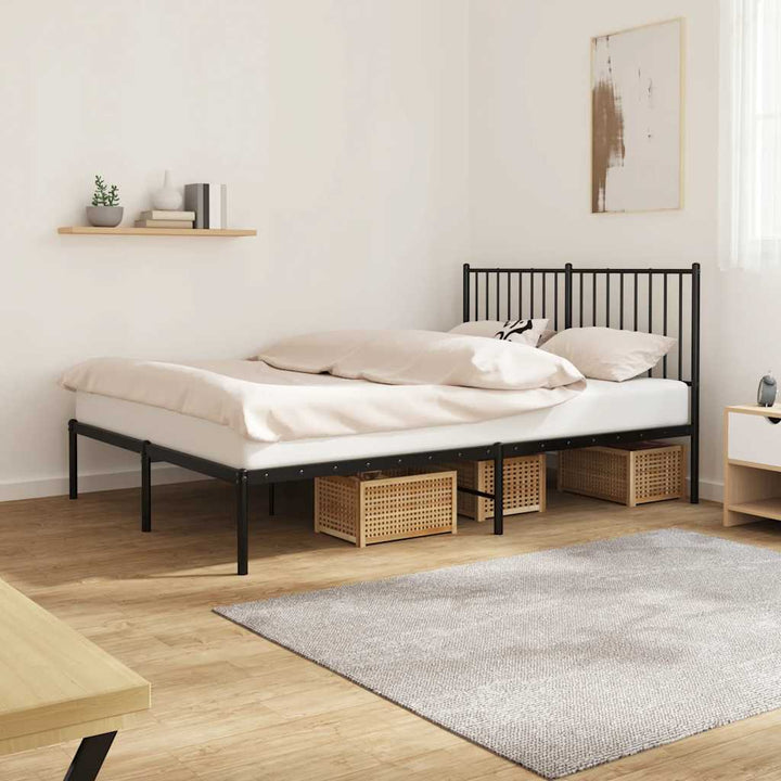 sengeramme med sengegavl 140x200 cm metal sort