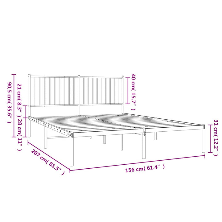 sengeramme med sengegavl 150x200 cm metal sort