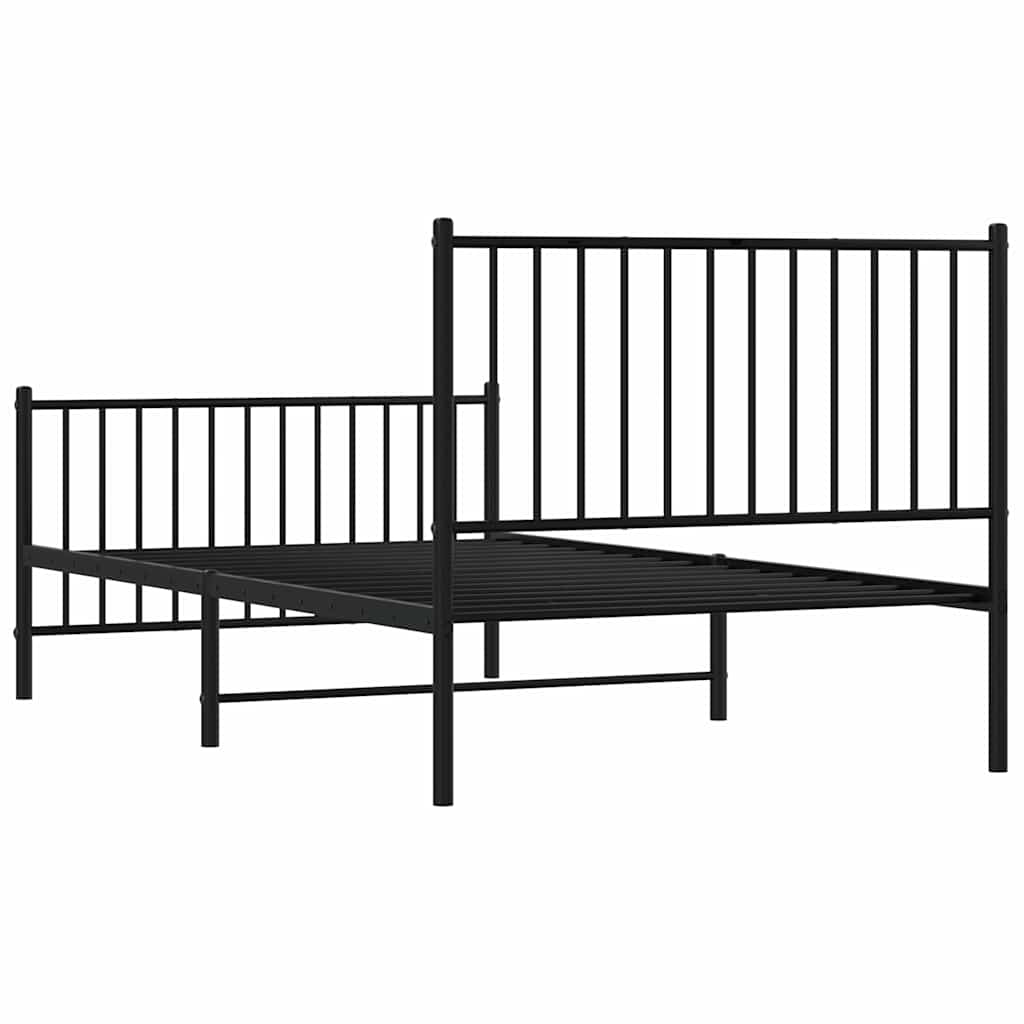 sengeramme med sengegavl og fodgærde 100x190 cm metal sort