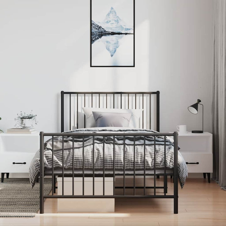 sengeramme med sengegavl og fodgærde 100x200 cm metal sort